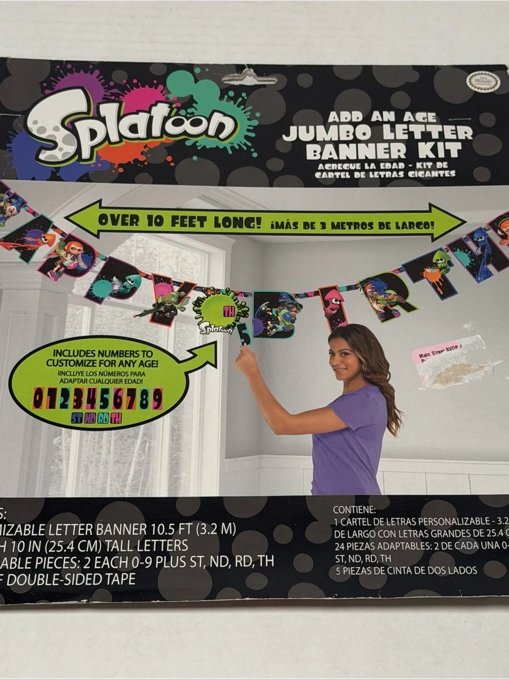NEW Nintendo Splatoon Birthday Add An Age Hanging Jumbo Letter Banner Sealed